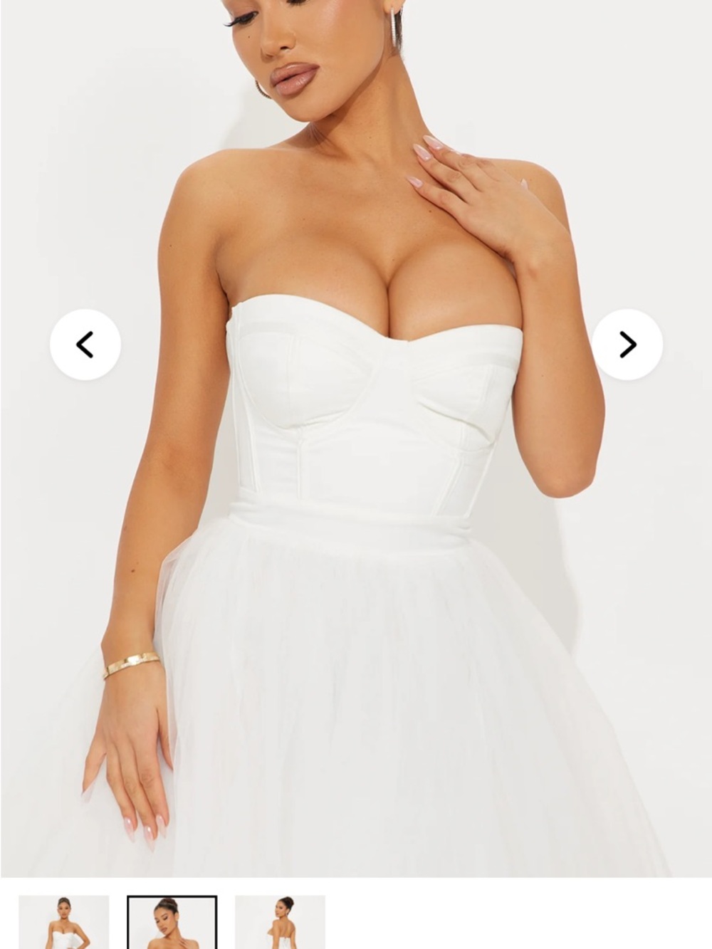 Fashion Nova Strapless White Corset Tulle Ball Dress